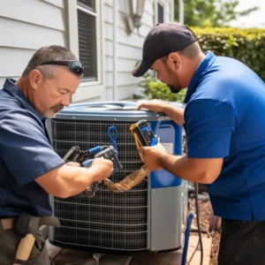 Blog 4 AC Repair in West Jordan Utah technician servicing outdoor unit