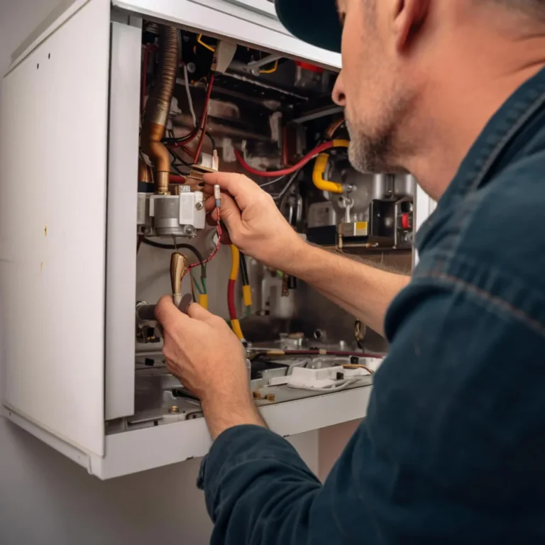 Technician servicing furnace in Salt Lake city home