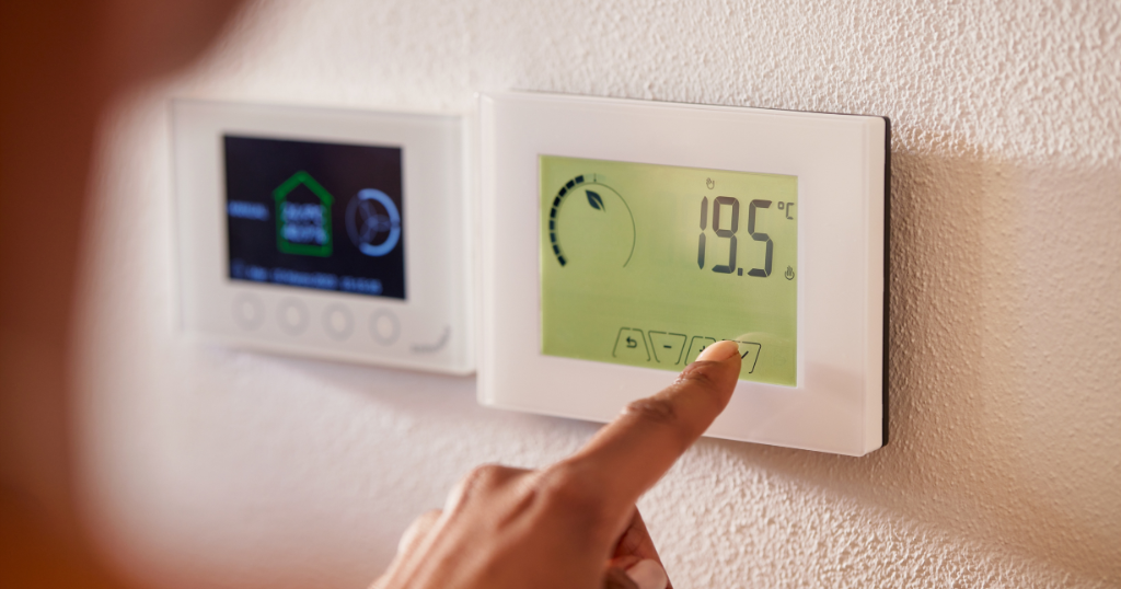 Thermostat on wall in home