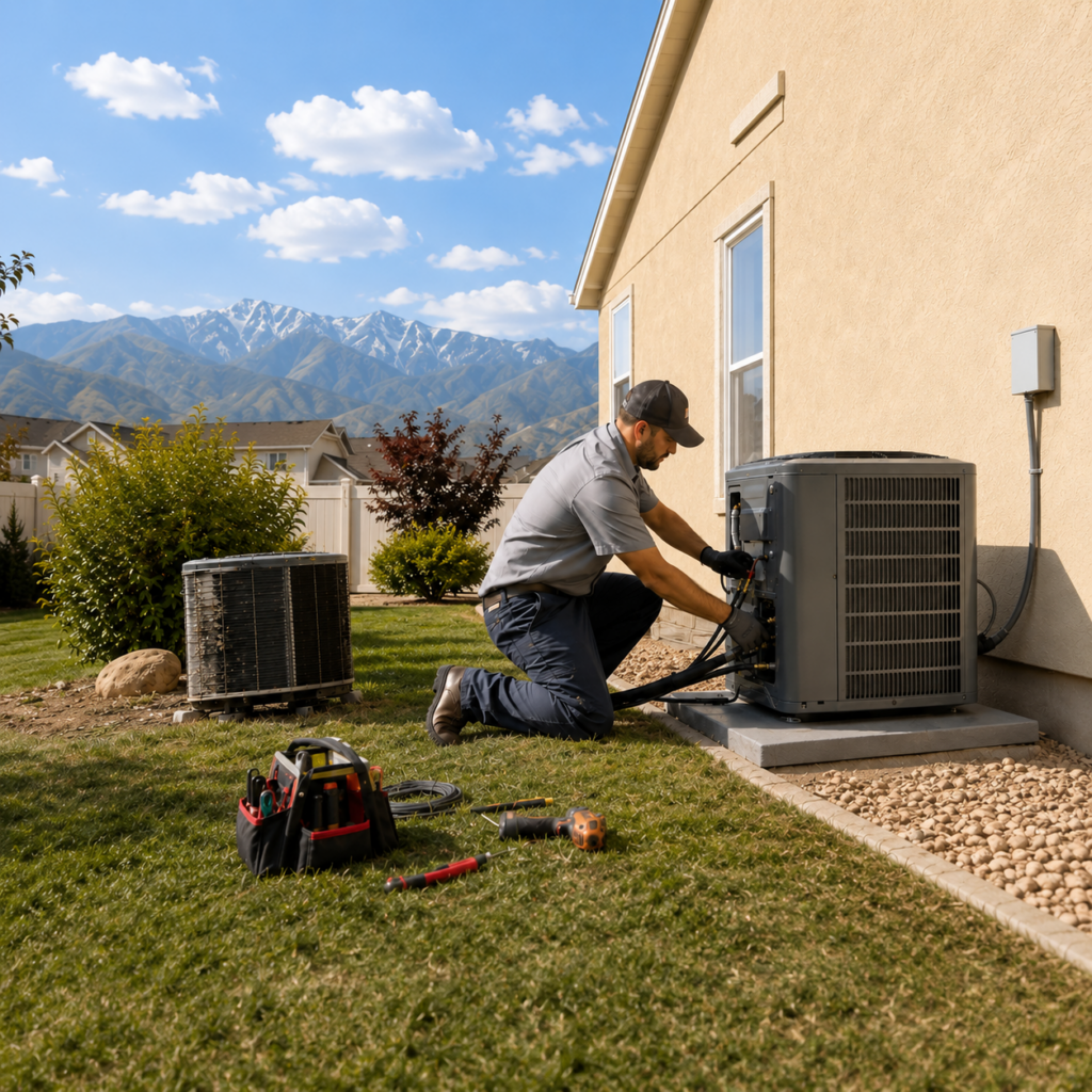 HVAC technician replacing an ac in west jordan ut