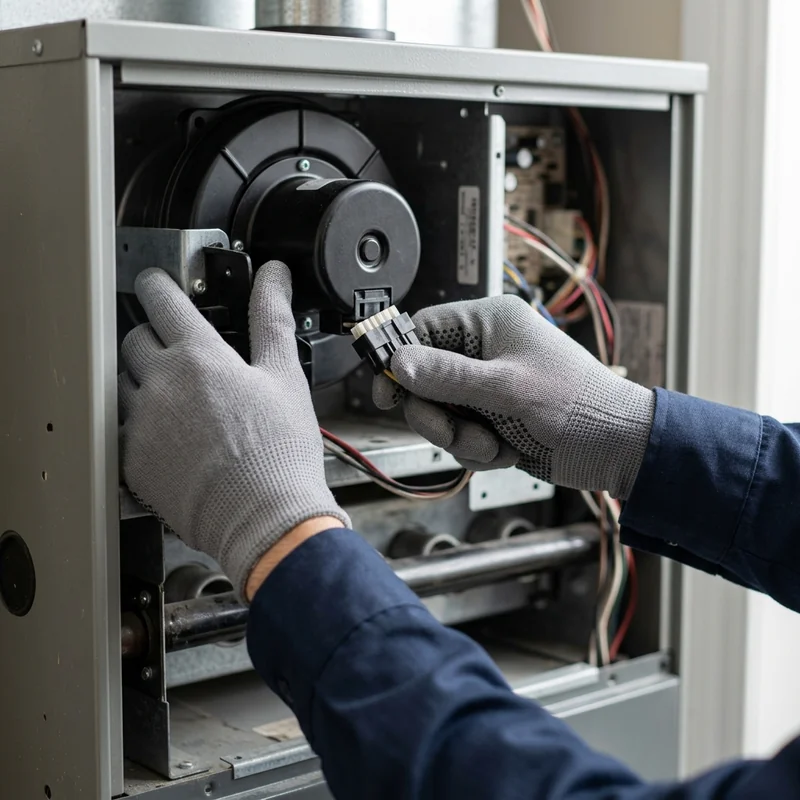 Furnace repair in Orem, UT with a technician checking the inducer motor